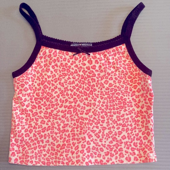 Brandy Melville pink cheetah Belle top - Picture 2 of 4